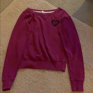 Love pink maroon crew neck